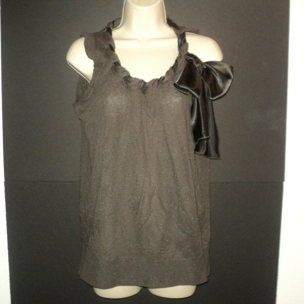 Worth Top Women's Shell Size S Brown Metallic Cotton-Steel Blend Sleeveless